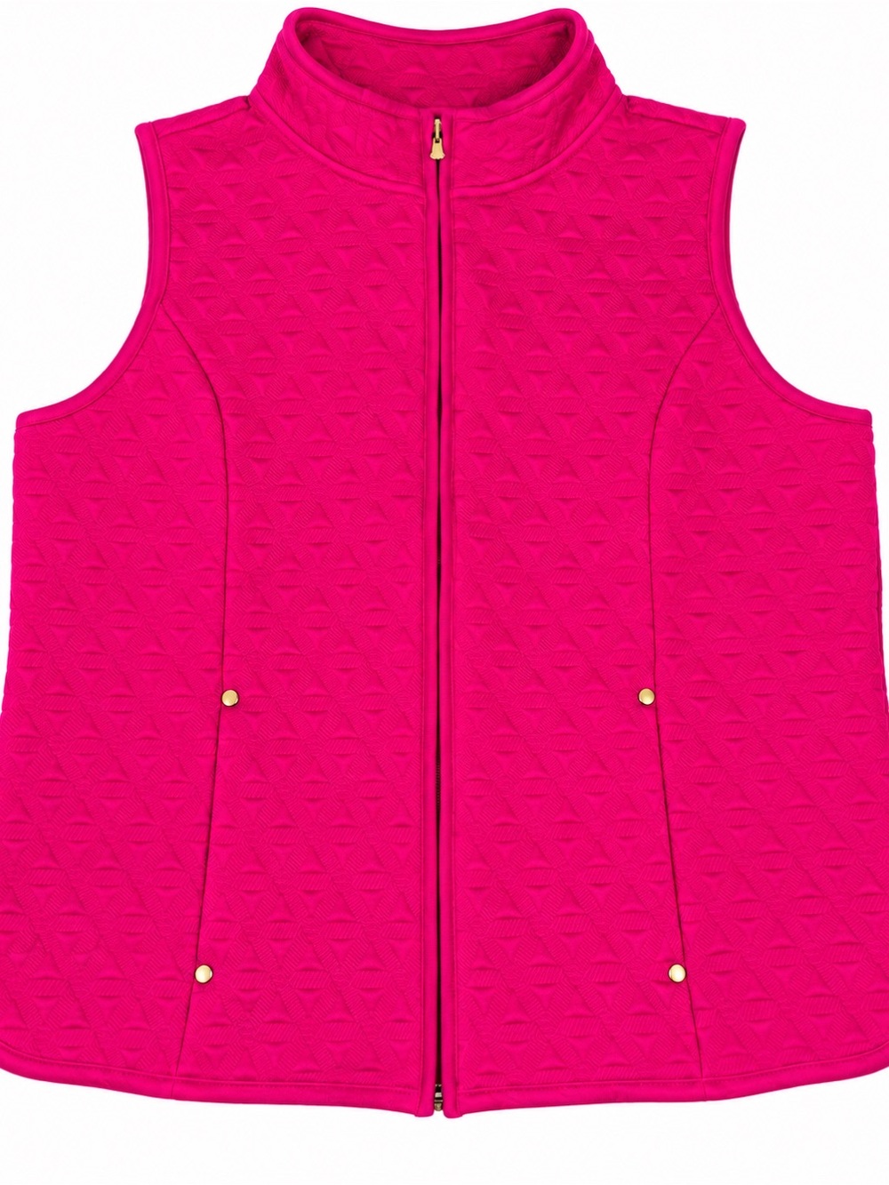 Hot Pink Quilted Zip Up Vest Women’s Petite Large PL Pockets